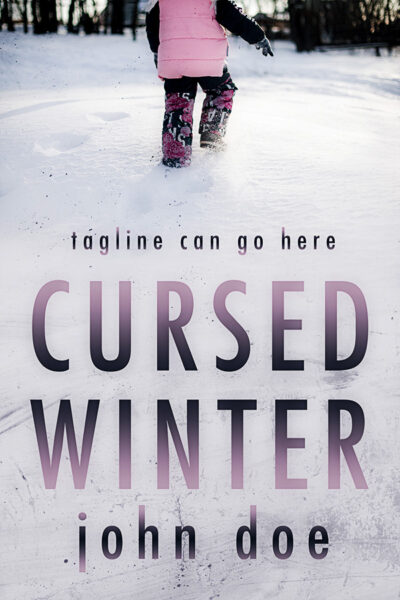 psychological thriller book cover with a little girl walking the snow